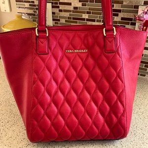 Vera Bradley Quilted Leather Small Ella Tote Tango Red